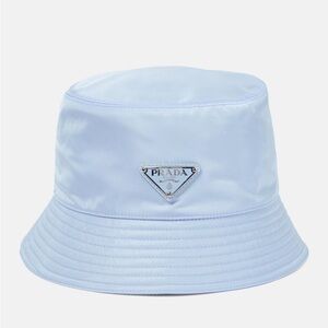 PRADA NYLON BUCKET HAT IN LIGHT BLUE SIZE MEDIUM